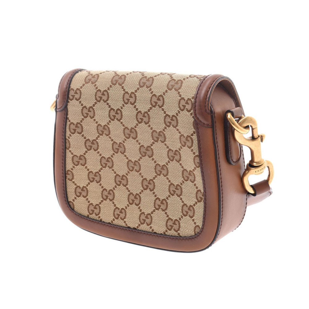 Gucci Canvas Beige Lady GG Bag Web Brown Leather Shoulder